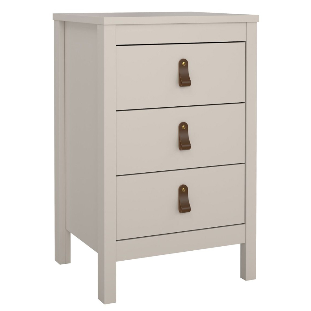 Barcila Wooden Bedside Cabinet With 3 Drawers In Cashmere