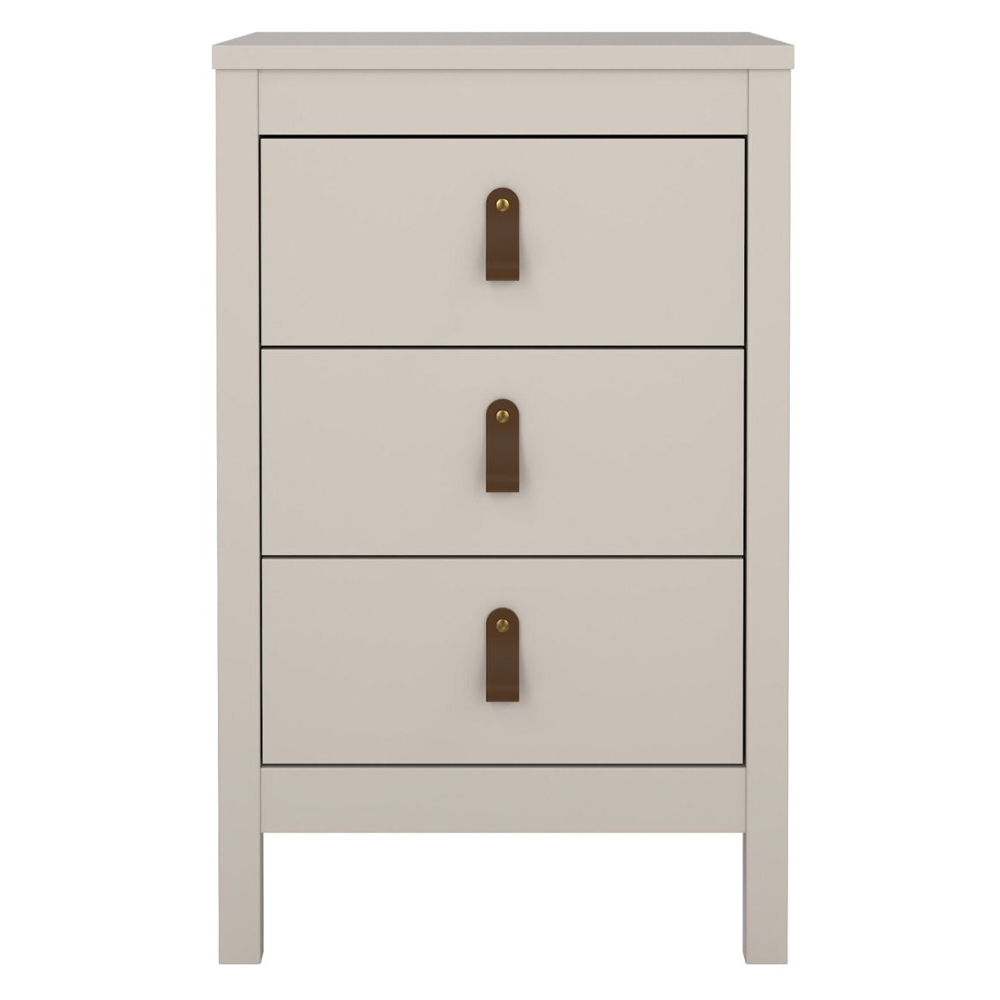 Barcila Wooden Bedside Cabinet With 3 Drawers In Cashmere