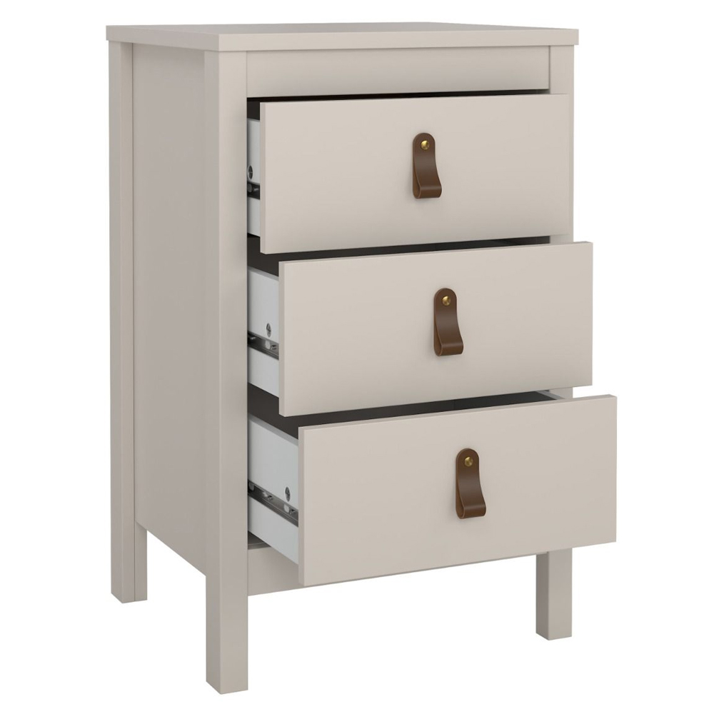 Barcila Wooden Bedside Cabinet With 3 Drawers In Cashmere