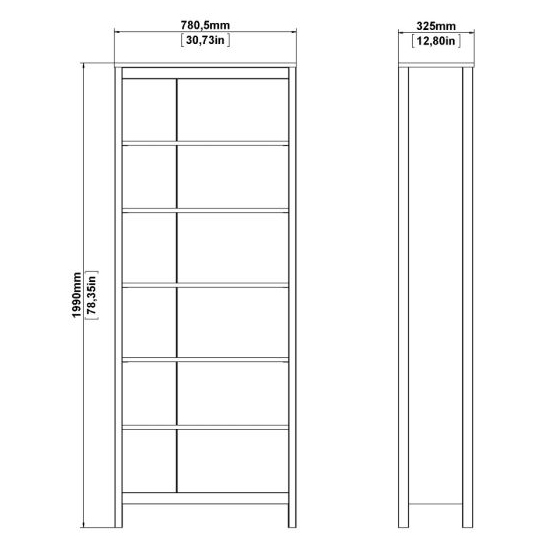 Barcila Wooden Bookcase With 5 Shelves In White