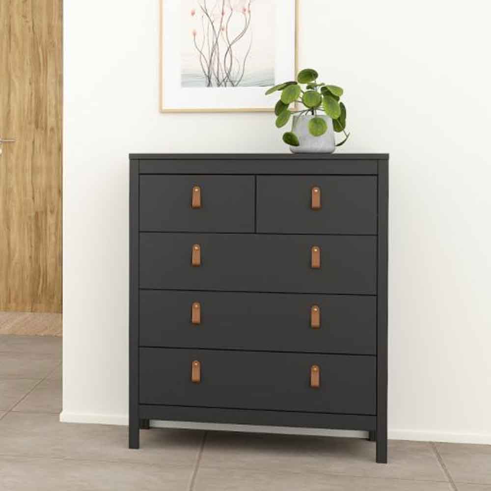 Barcila Wooden Chest Of 5 Drawers in Matt Black