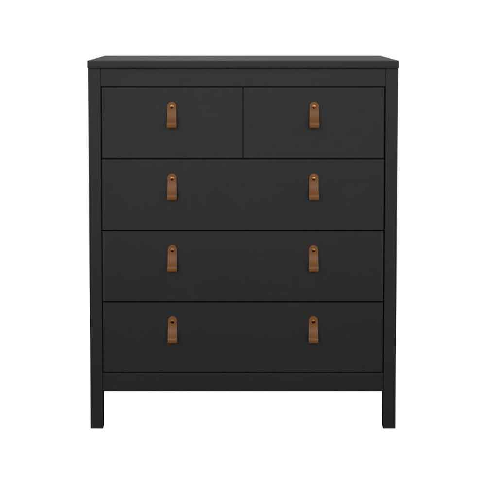 Barcila Wooden Chest Of 5 Drawers in Matt Black