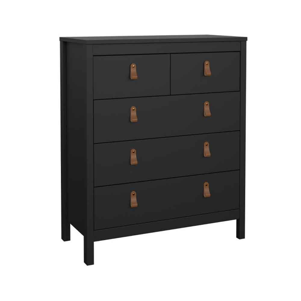 Barcila Wooden Chest Of 5 Drawers in Matt Black