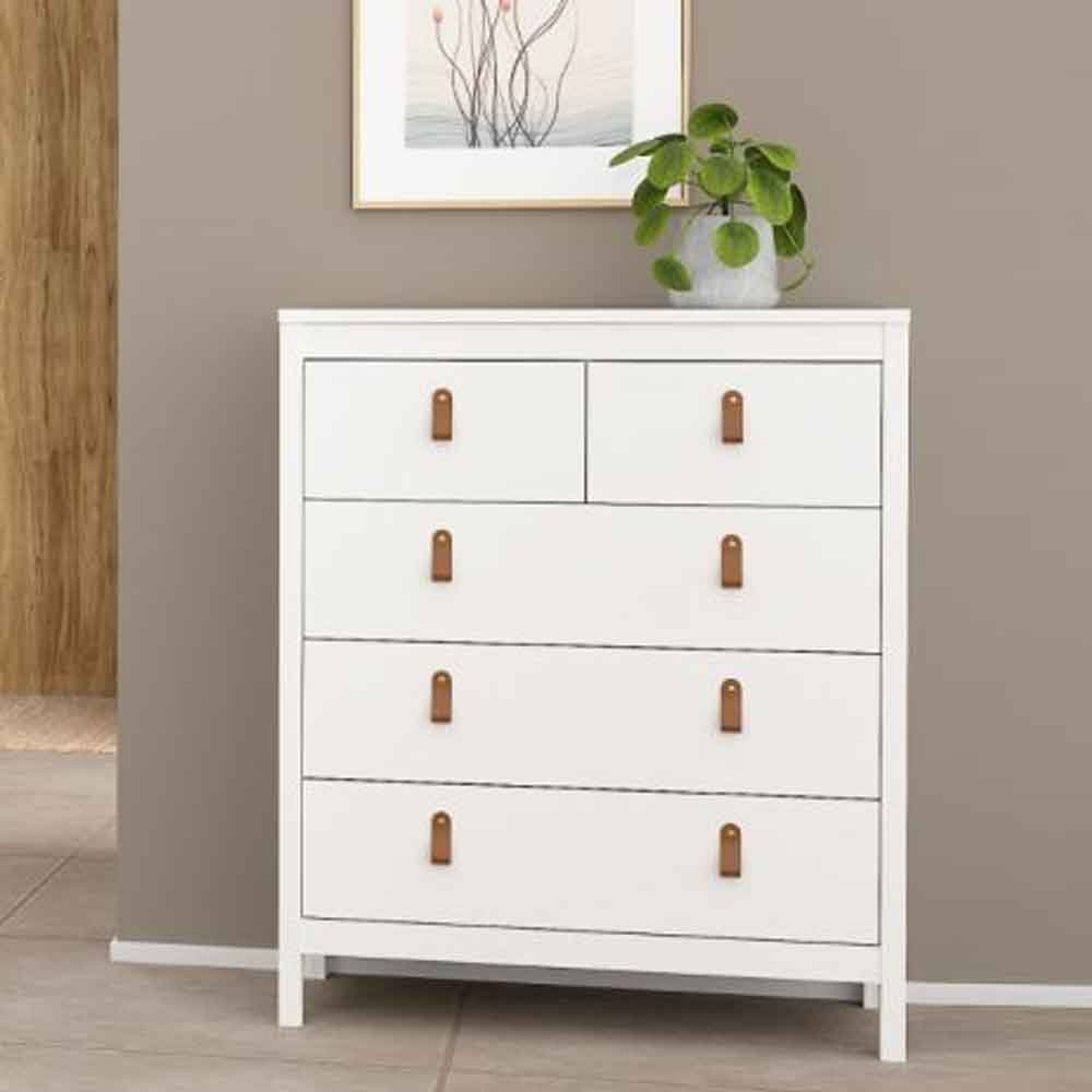 Barcila Wooden Chest Of Drawers With 5 Drawers In White