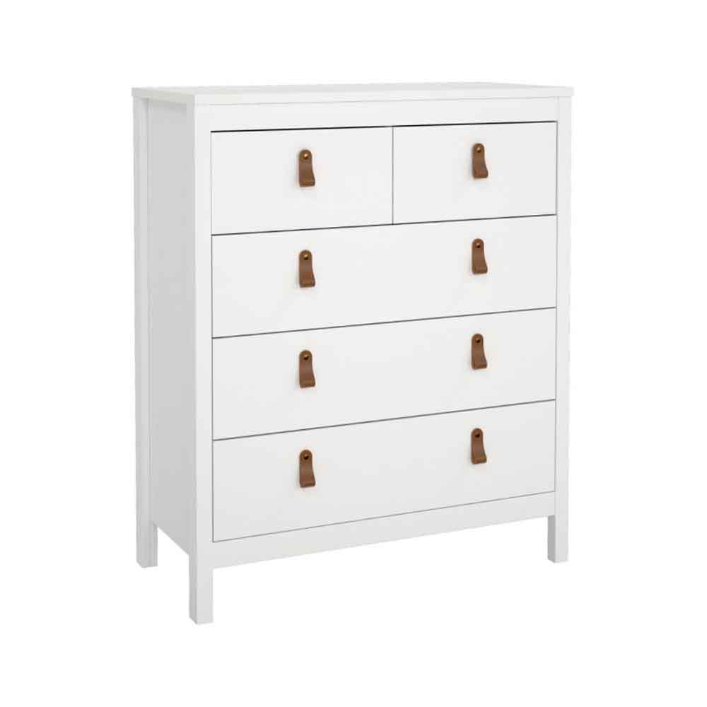 Barcila Wooden Chest Of Drawers With 5 Drawers In White