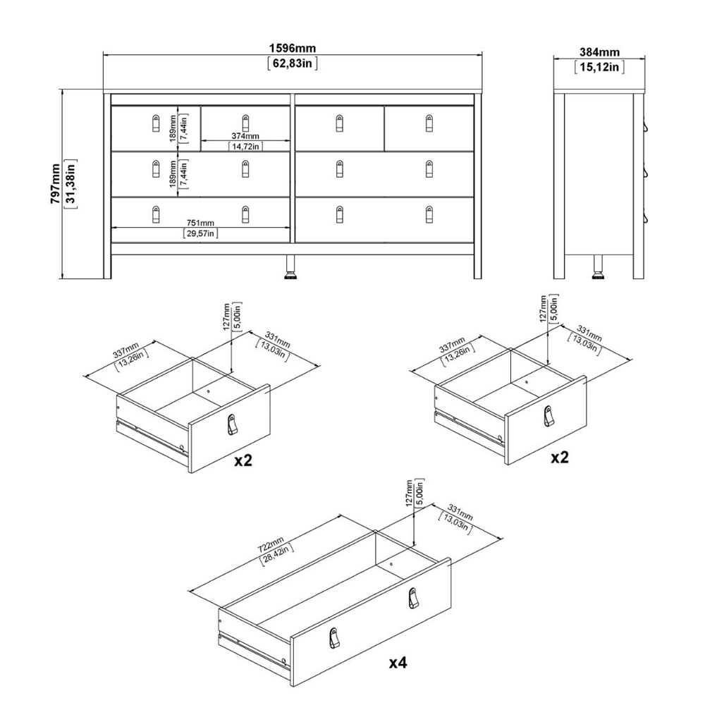 Barcila Wooden Chest Of 8 Drawers In Cashmere