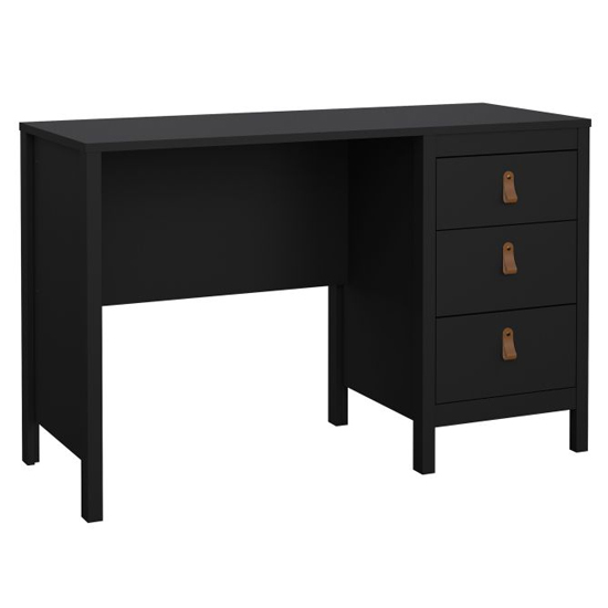 Barcila Wooden Computer Desk With 3 Drawers In Black