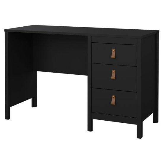 Barcila Wooden Computer Desk With 3 Drawers In Black