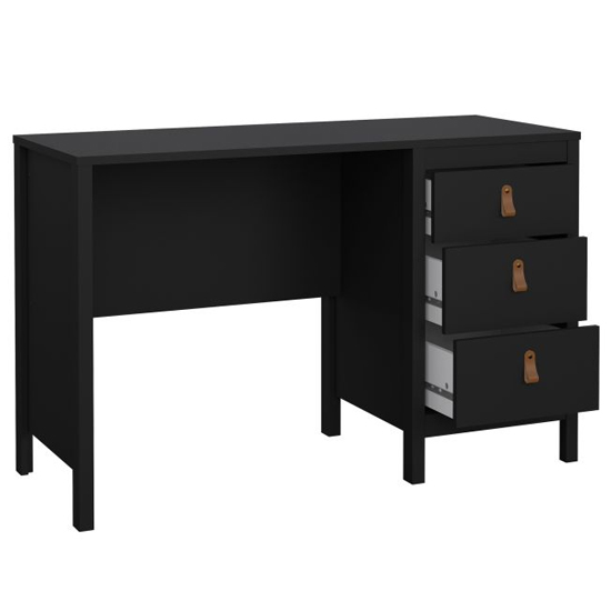 Barcila Wooden Computer Desk With 3 Drawers In Black