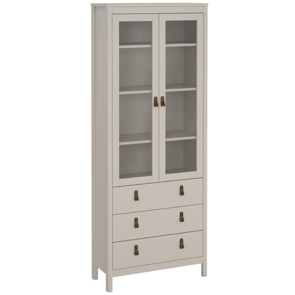 Barcila Wooden Display Cabinet With 2 Doors 3 Drawers In Cashmere