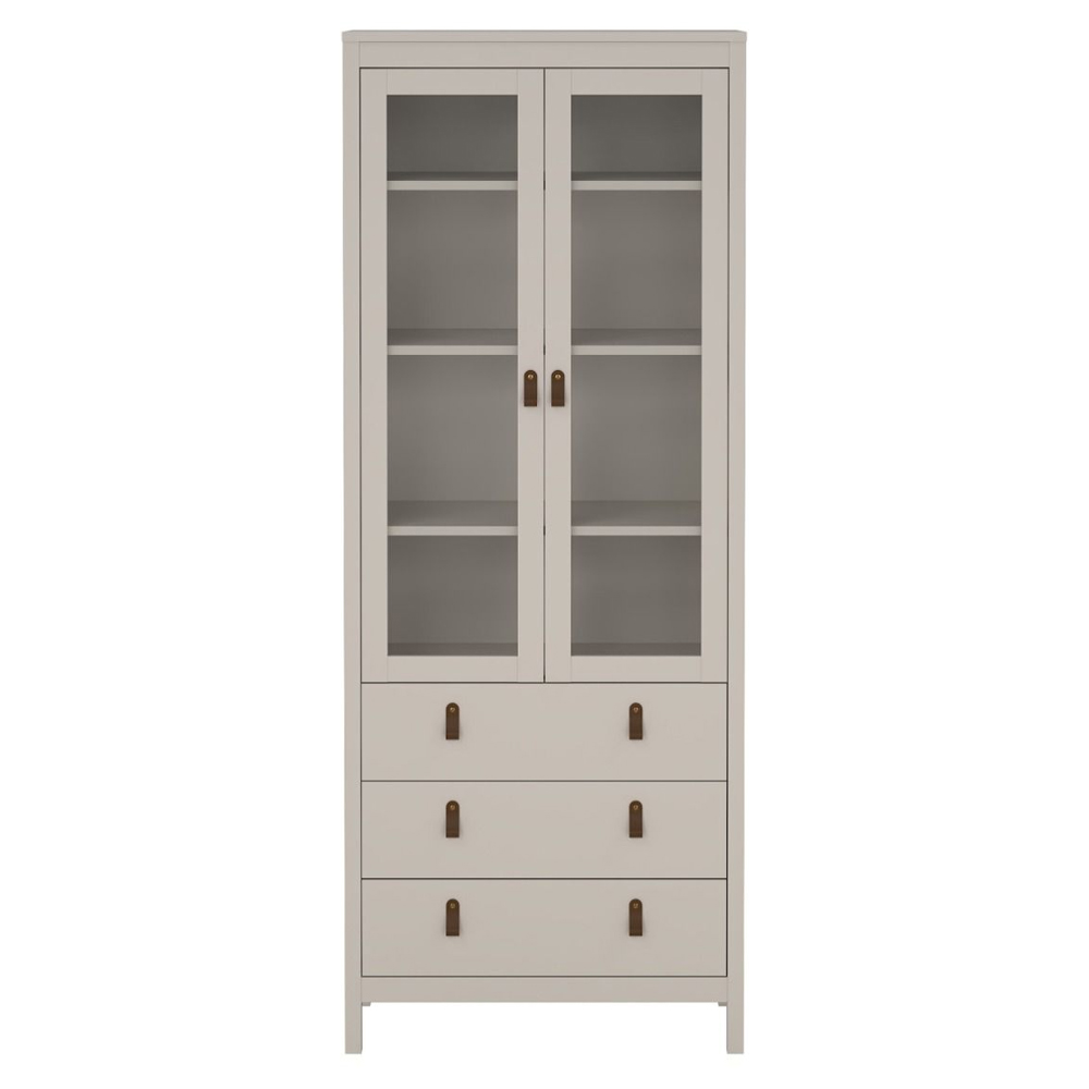 Barcila Wooden Display Cabinet With 2 Doors 3 Drawers In Cashmere