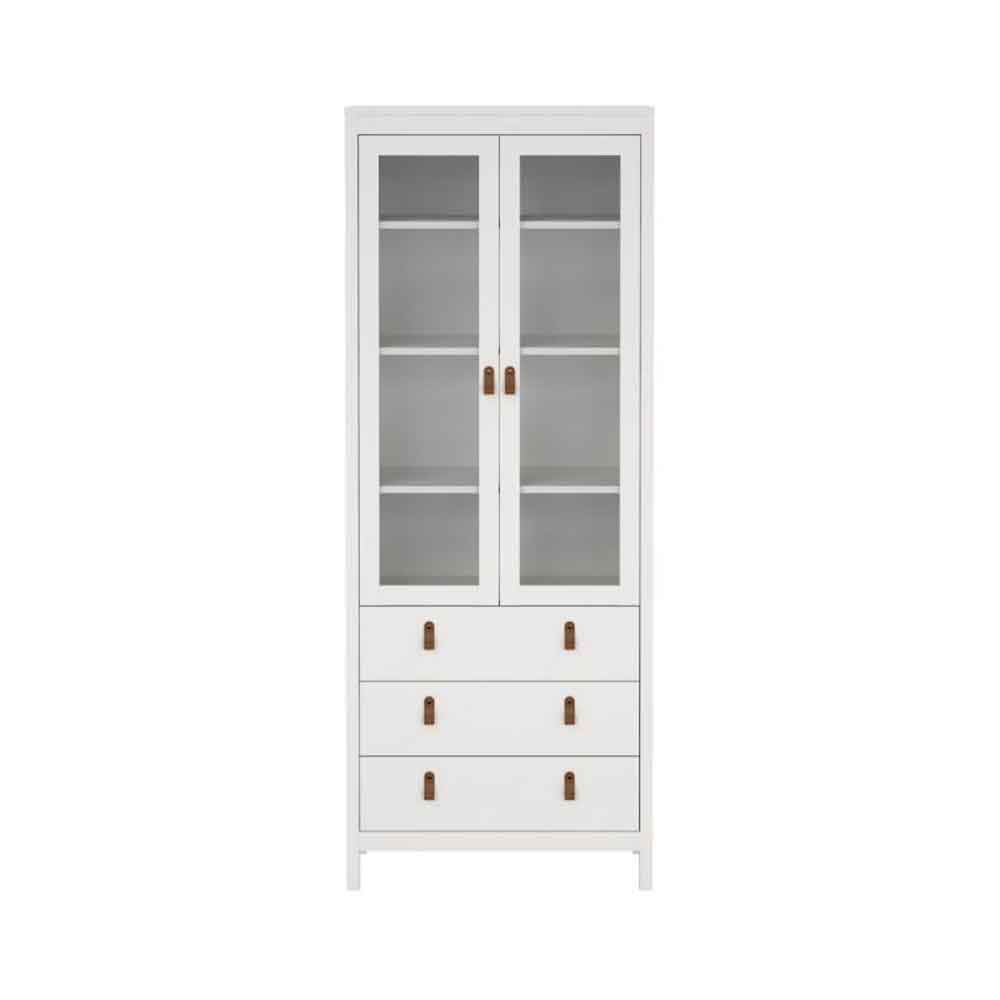 Barcila Wooden Display Cabinet with 2 Glass Doors in White