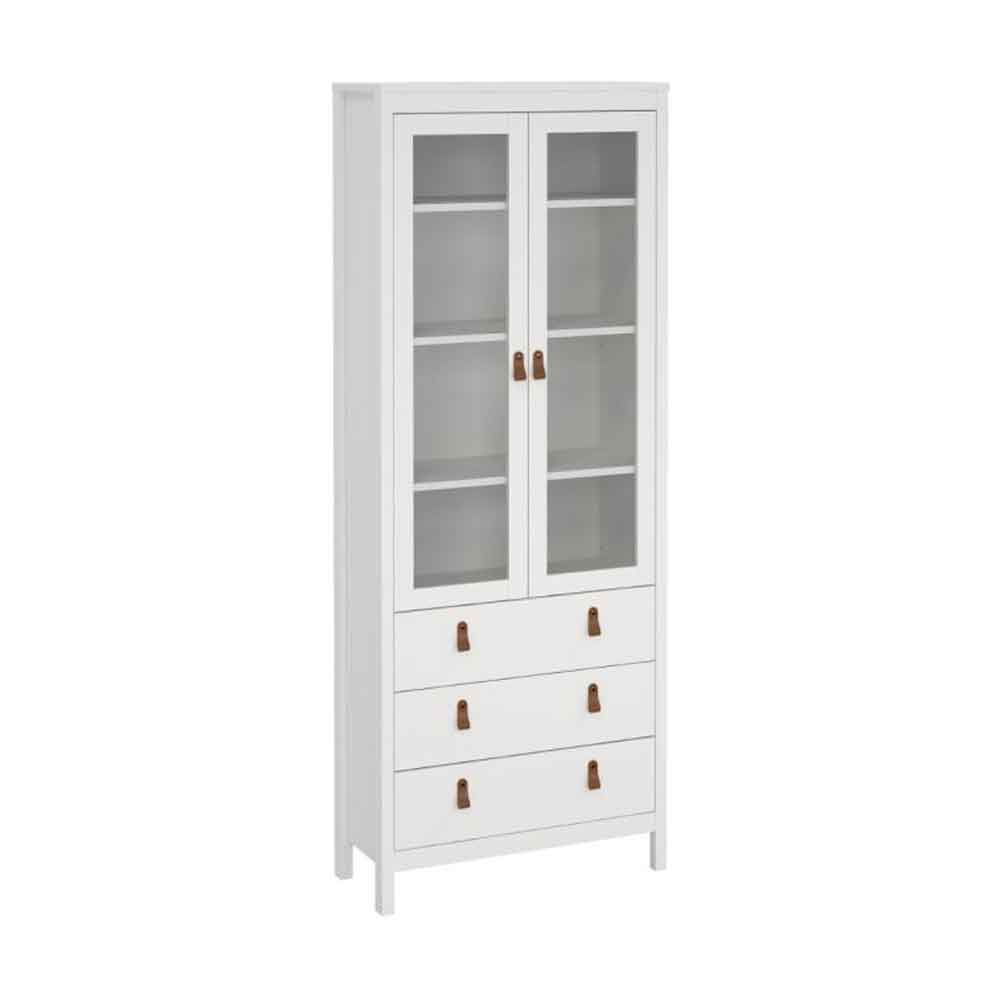 Barcila Wooden Display Cabinet with 2 Glass Doors in White