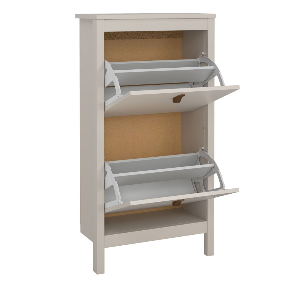Barcila Wooden Shoe Cabinet With 2 Flap Doors In Cashmere