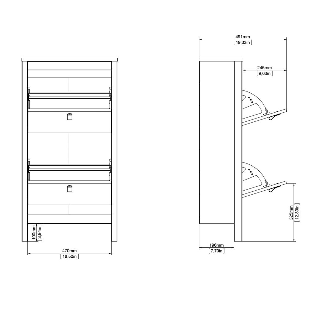 Barcila Wooden Shoe Cabinet With 2 Flap Doors In Cashmere