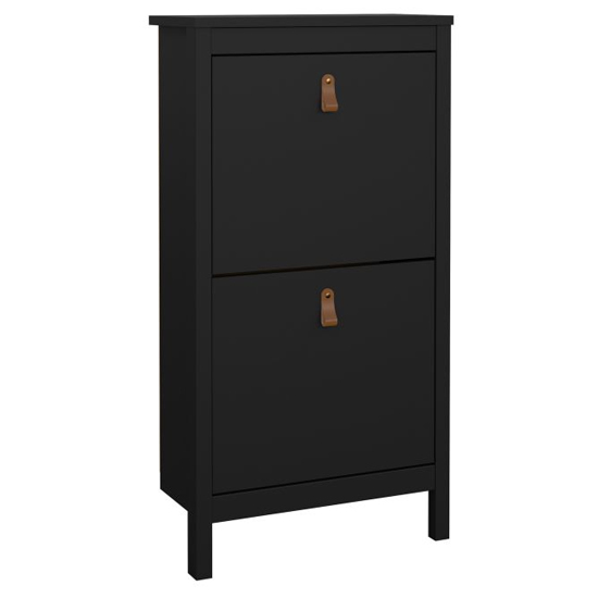 Barcila Wooden Shoe Storage Cabinet With 2 Flap Doors In Black