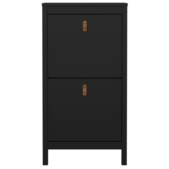 Barcila Wooden Shoe Storage Cabinet With 2 Flap Doors In Black