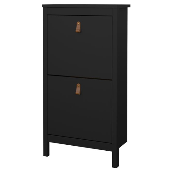 Barcila Wooden Shoe Storage Cabinet With 2 Flap Doors In Black