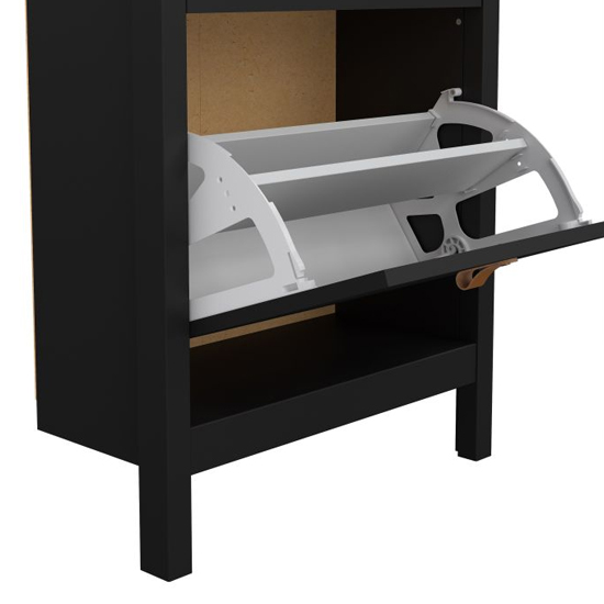 Barcila Wooden Shoe Storage Cabinet With 2 Flap Doors In Black