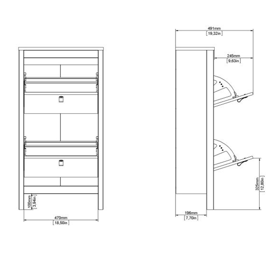Barcila Wooden Shoe Storage Cabinet With 2 Flap Doors In Black