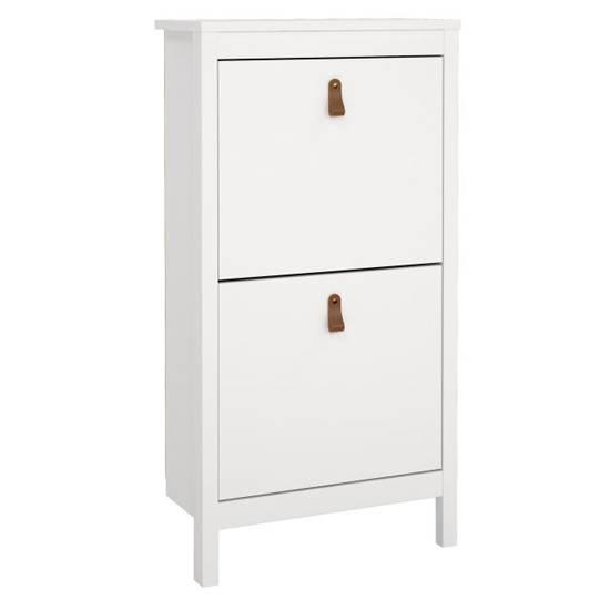 Barcila Wooden Shoe Storage Cabinet With 2 Flap Doors In White