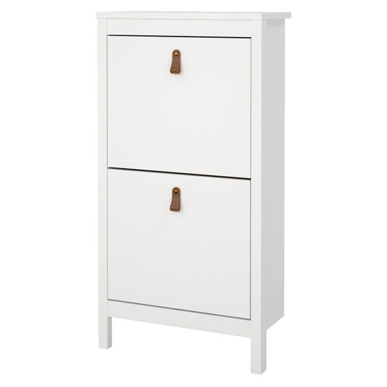 Barcila Wooden Shoe Storage Cabinet With 2 Flap Doors In White