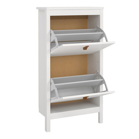 Barcila Wooden Shoe Storage Cabinet With 2 Flap Doors In White