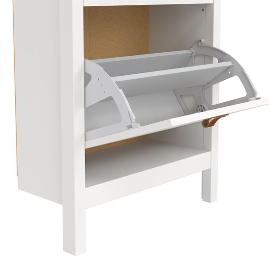 Barcila Wooden Shoe Storage Cabinet With 2 Flap Doors In White