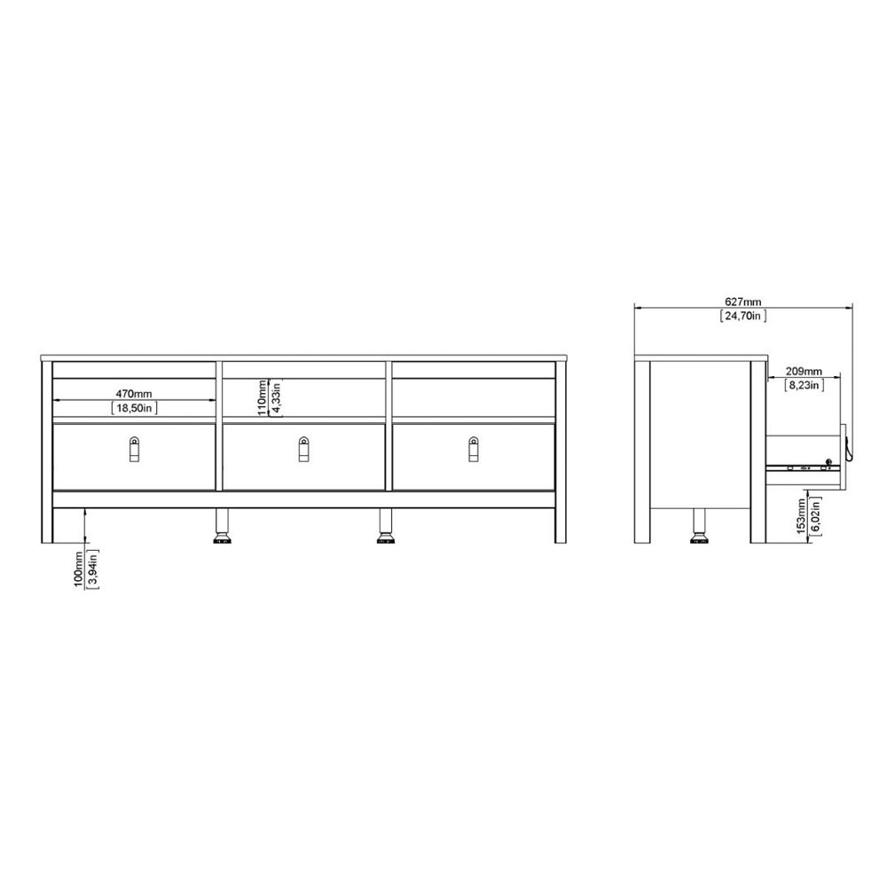 Barcila Wooden TV Stand With 3 Drawers In Cashmere