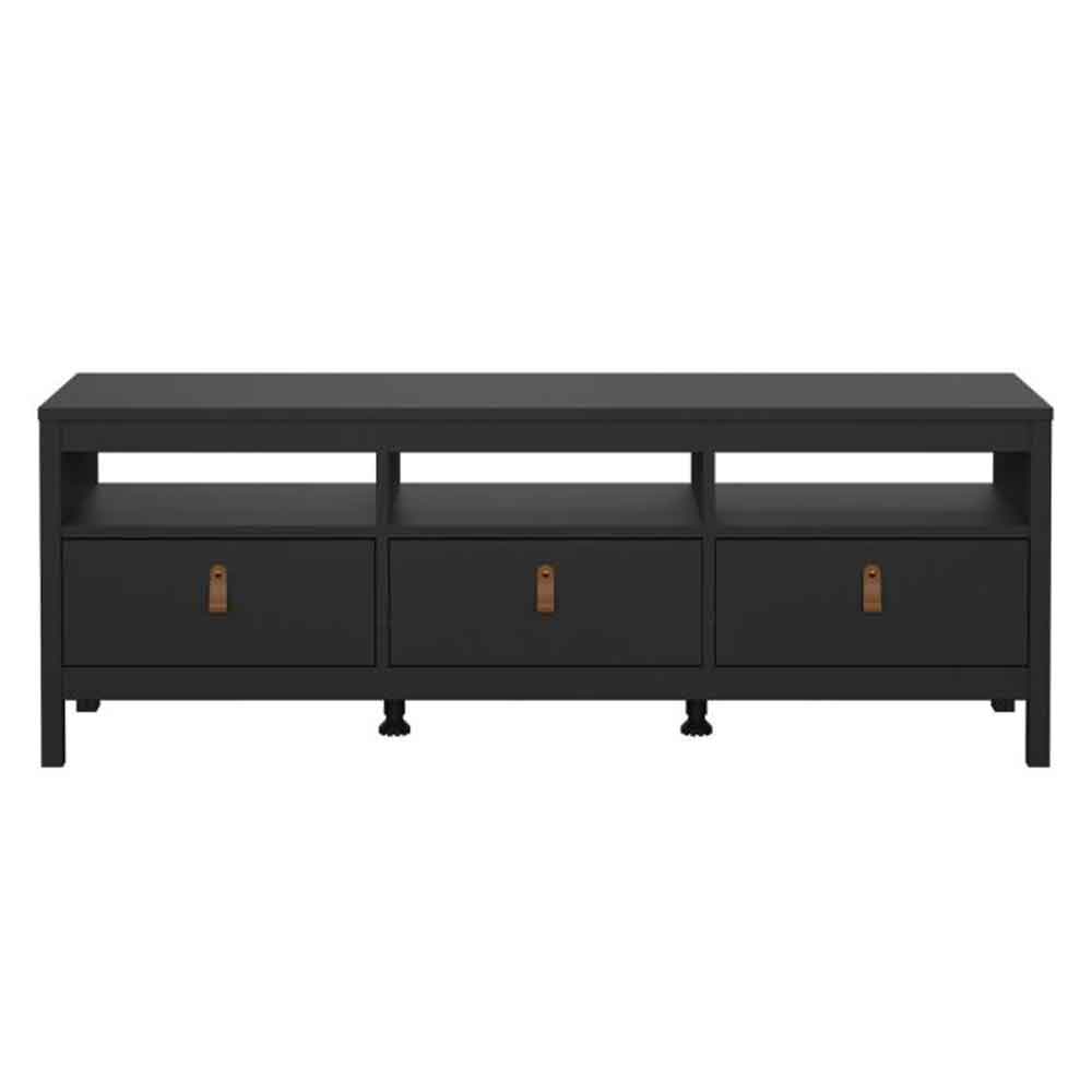 Barcila Wooden TV Stand with 3 Drawers in Matt Black