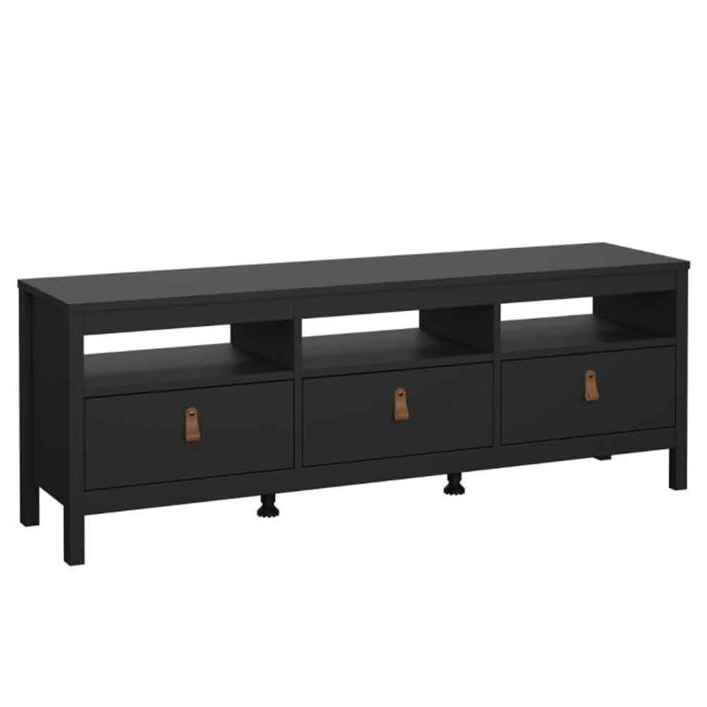 Barcila Wooden TV Stand with 3 Drawers in Matt Black