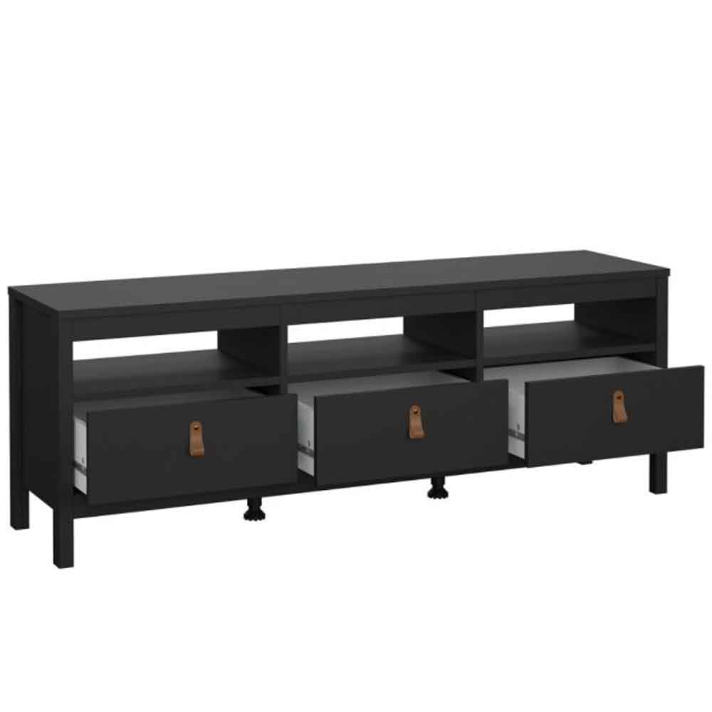 Barcila Wooden TV Stand with 3 Drawers in Matt Black
