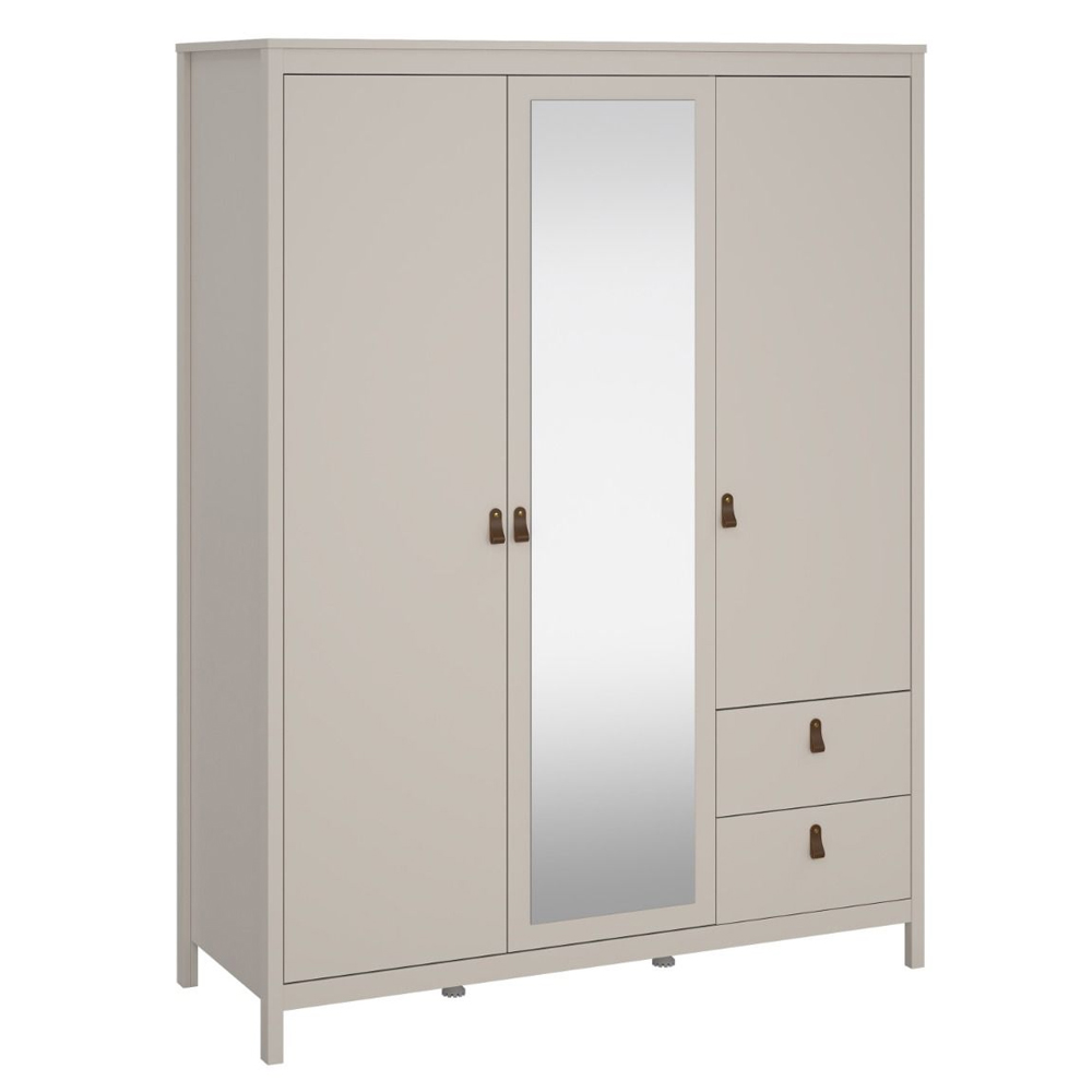 Barcila Wooden Wardrobe With 3 Doors 2 Drawers In Cashmere