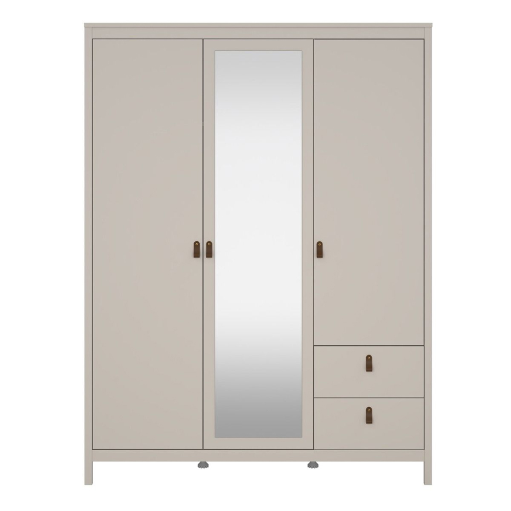 Barcila Wooden Wardrobe With 3 Doors 2 Drawers In Cashmere