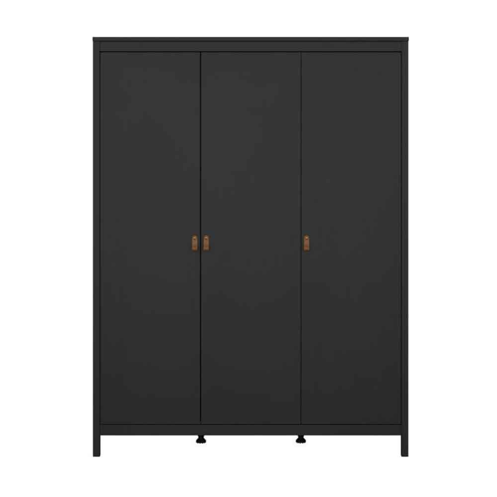 Barcila Wooden Wardrobe with 3 Drawers in Matt Black