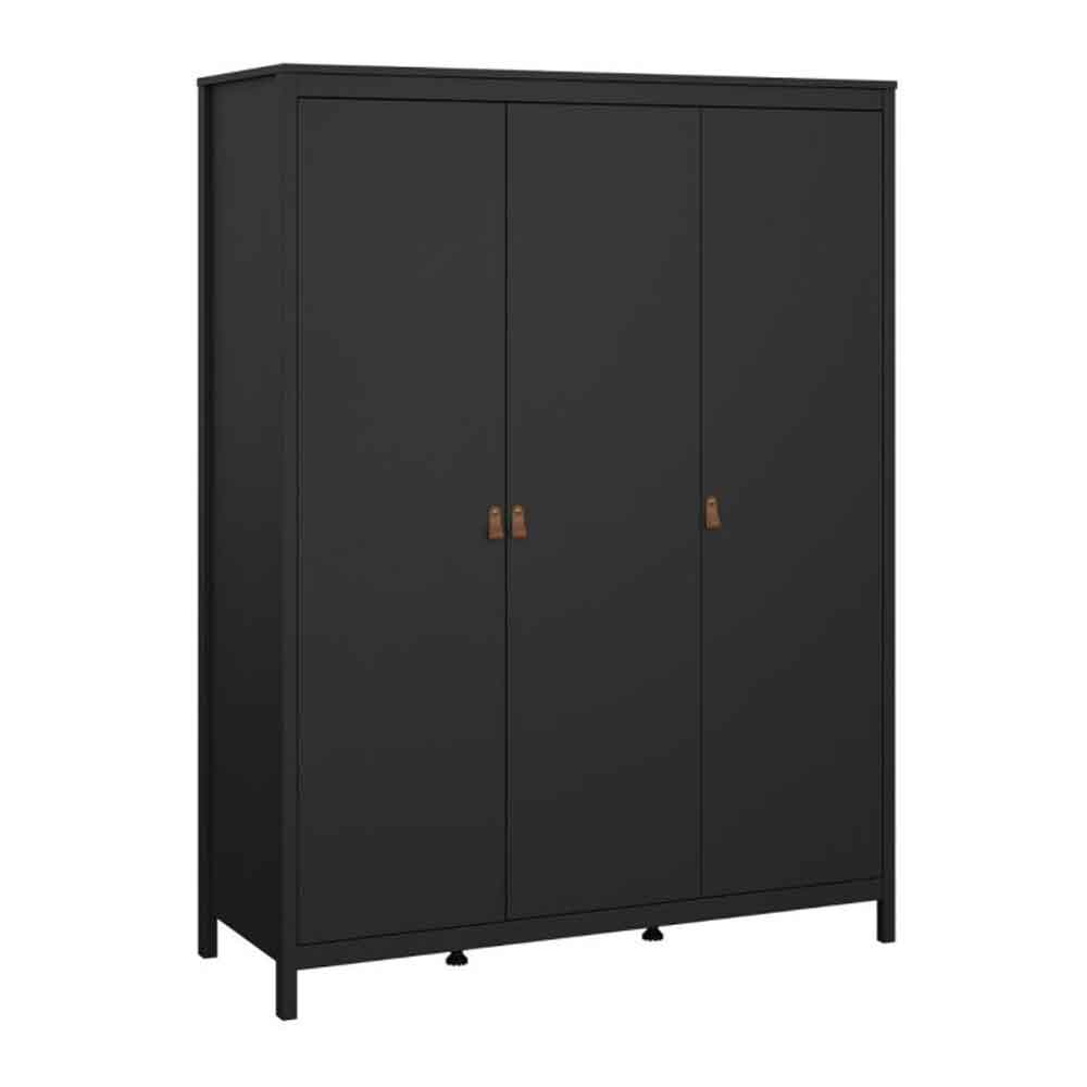 Barcila Wooden Wardrobe with 3 Drawers in Matt Black