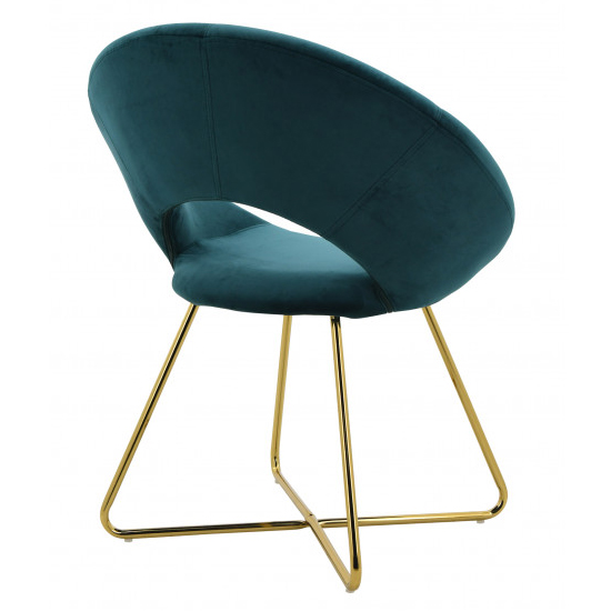 Barclay Velvet Dining Chair In Green With Gold Steel Legs_3