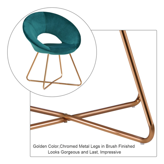Barclay Velvet Dining Chair In Green With Gold Steel Legs_5
