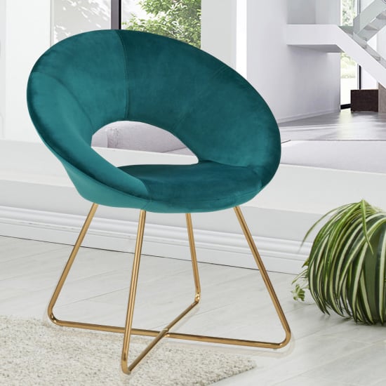 Barclay Velvet Dining Chair In Green With Gold Steel Legs