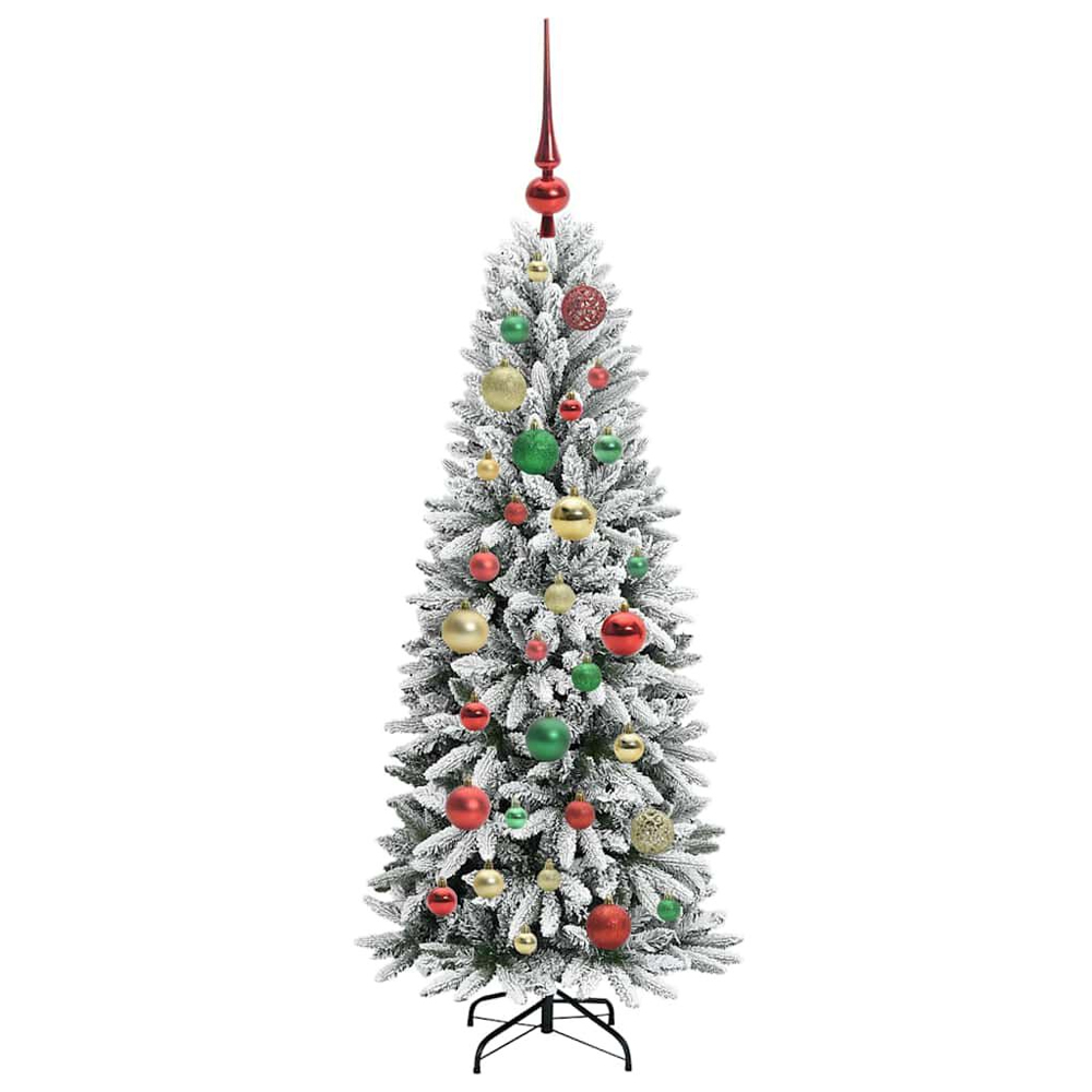 Barco 150cm Flocked Snow Artificial Xmas Tree With LED And Baubles