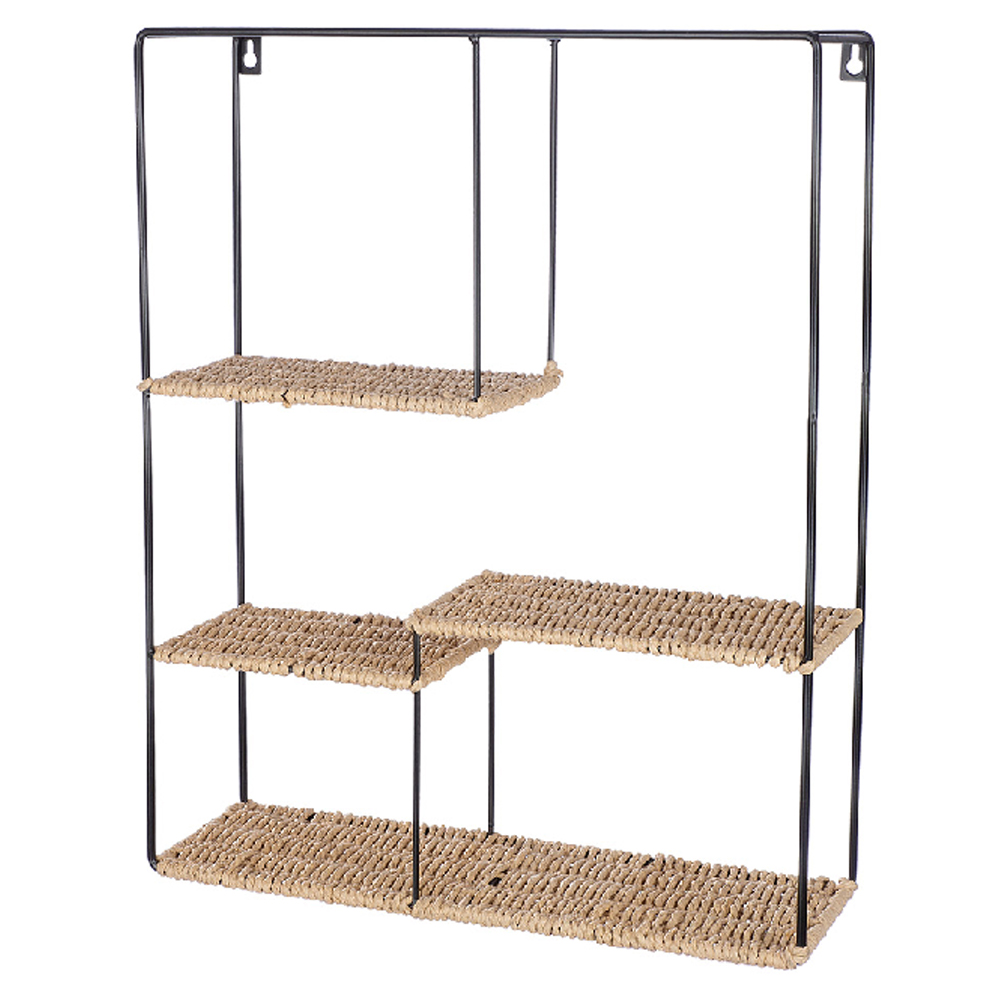 Barco Metal Shelving Unit With 3 Shelves in Black and Natural