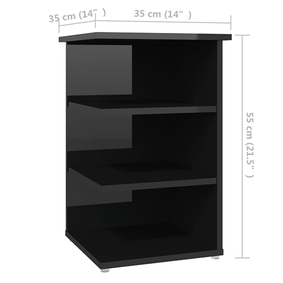 Bardia High Gloss Side Table With 3 Shelves In Black_5