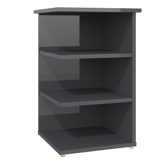 Bardia High Gloss Side Table With 3 Shelves In Grey_2