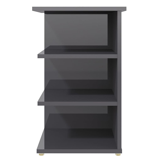 Bardia High Gloss Side Table With 3 Shelves In Grey_3