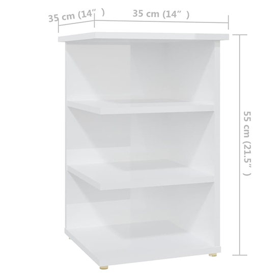 Bardia High Gloss Side Table With 3 Shelves In White_5