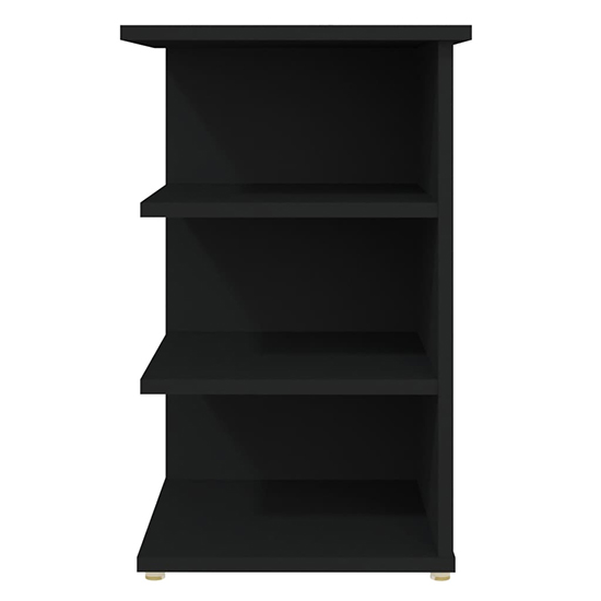 Bardia Wooden Side Table With 3 Shelves In Black