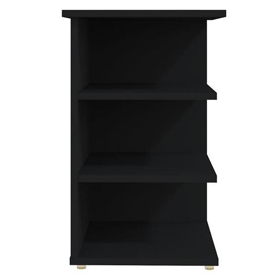 Bardia Wooden Side Table With 3 Shelves In Black