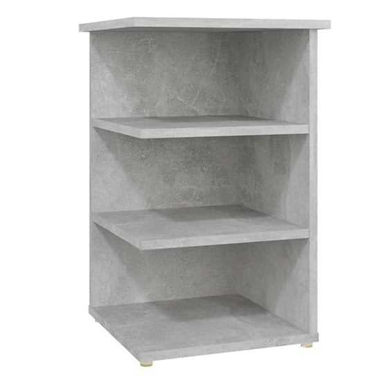 Bardia Wooden Side Table With 3 Shelves In Concrete Effect