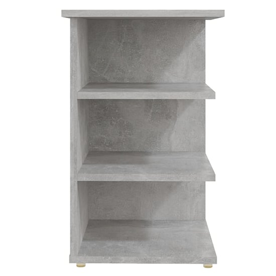 Bardia Wooden Side Table With 3 Shelves In Concrete Effect