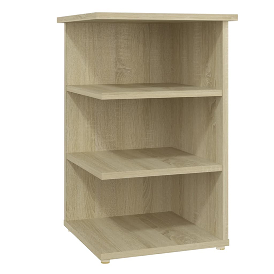 Bardia Wooden Side Table With 3 Shelves In Sonoma Oak